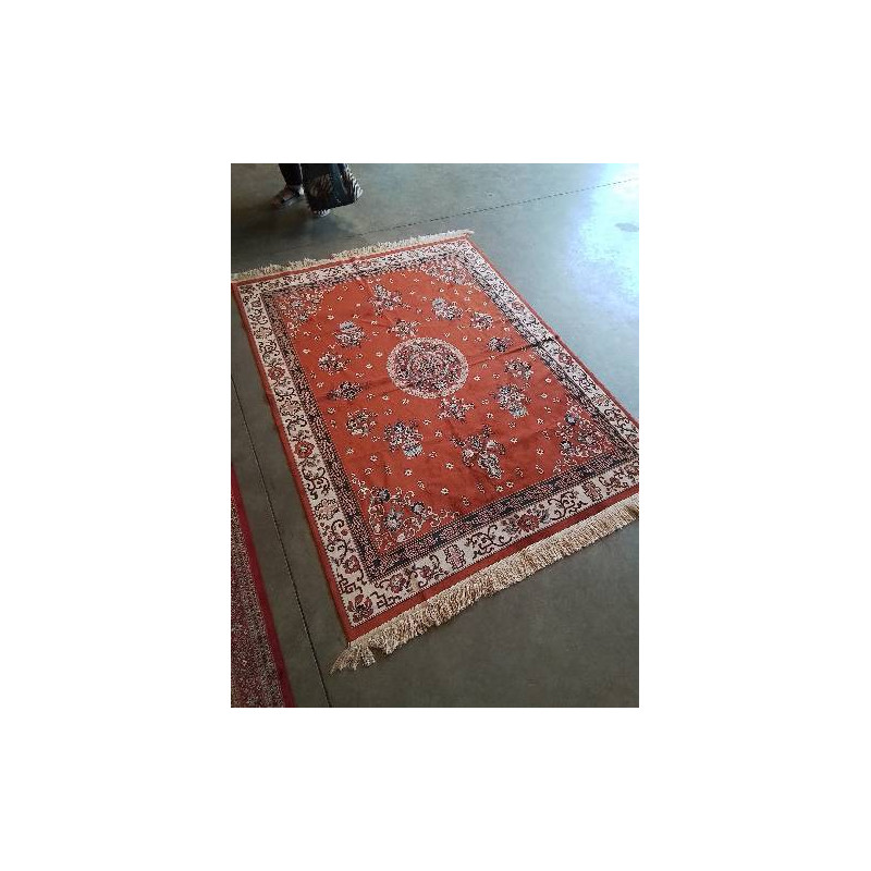 TAPIS LAINE ET SOIE ECRU ORANGÉ 180X138CM