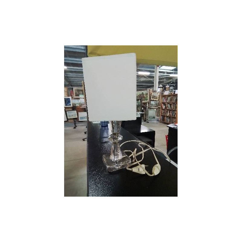 LAMPE CRISTAL ET LAITON AJ BLANC ANNÉES 50