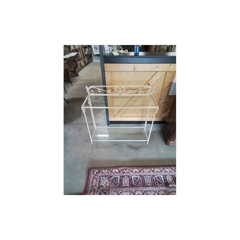 CONSOLE MÉTAL CRÈME 2 PLATEAUX VERRE