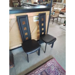 PAIRE DE CHAISES PU NOIR...