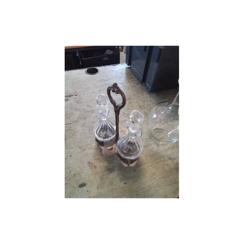 HUILIER VINAIGRIER CRISTAL ET MÉTAL FIN XIXE 
