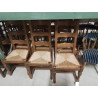 6 CHAISES BOIS PAILLE HAUT DOSSIER 3 BARREAUX