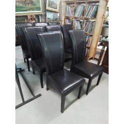 8 CHAISES PU CHOCOLAT PIEDS...