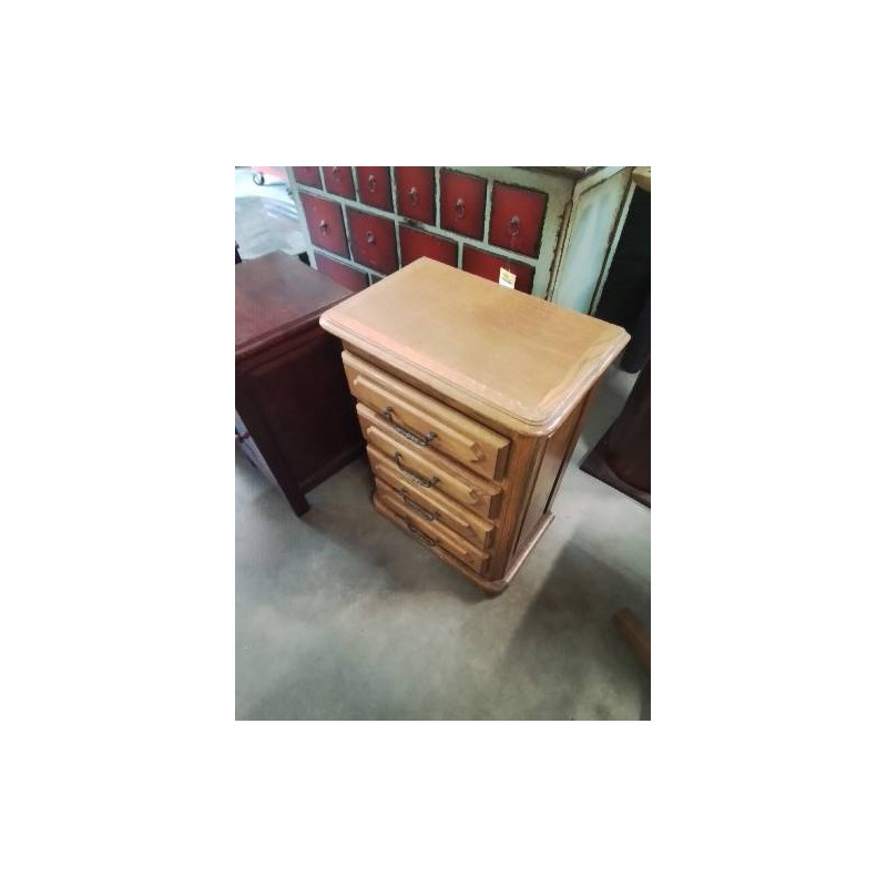 CHIFFONNIER BOIS CLAIR MOULURÉ 4 TIROIRS PIEDS BOULES STYLE RÉGENCE 