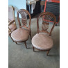 PAIRE DE CHAISES DOSSIER LYRE ASSISE CAPITONNÉ TISSU VIEUX ROSE STYLE LOUIS XVI
