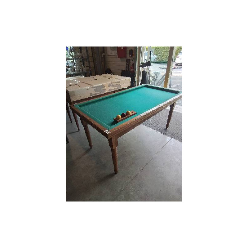 TABLE RÉVERSIBLE BILLARD BOIS PIEDS TOURNÉS 