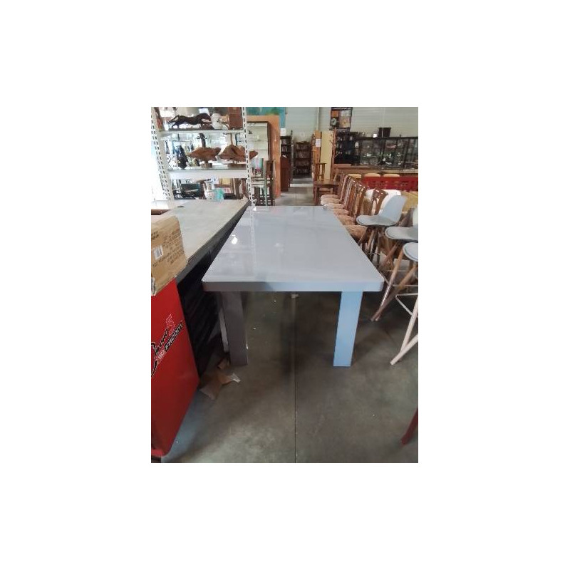 TABLE BOIS GRIS LAQUÉ EXTENSIBLE 144X90X79CM