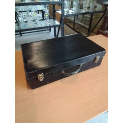VALISE CUIR NOIR ANNÉES 60