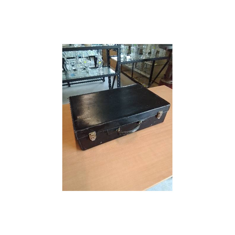 VALISE CUIR NOIR ANNÉES 60