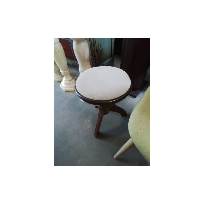 TABOURET DE PIANO A VIS PIÈTEMENT BOIS ASSISE TISSU BRIGE