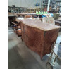 BUFFET BOIS DE ROSE MARQUETÉ 2 PORTES DESSUS MARBRE ROSE ECRU STYLE LOUIS XV