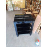 MEUBLE TV ACIER NOIR 4 TABLETTES VERRE NOIR DESIGN CONTI