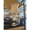LAMPE ALBATRE ET MÉTAL DORÉ AJ VOLANT A FRANGES OCRE VERT