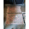 TAPIS LAINE FAIT MAIN ROSE BLEU ECRU 60X93CM