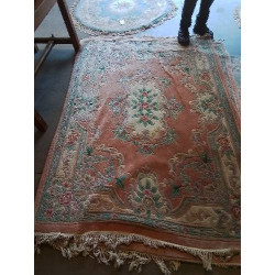 TAPIS LAINE FAIT MAIN ROSE...