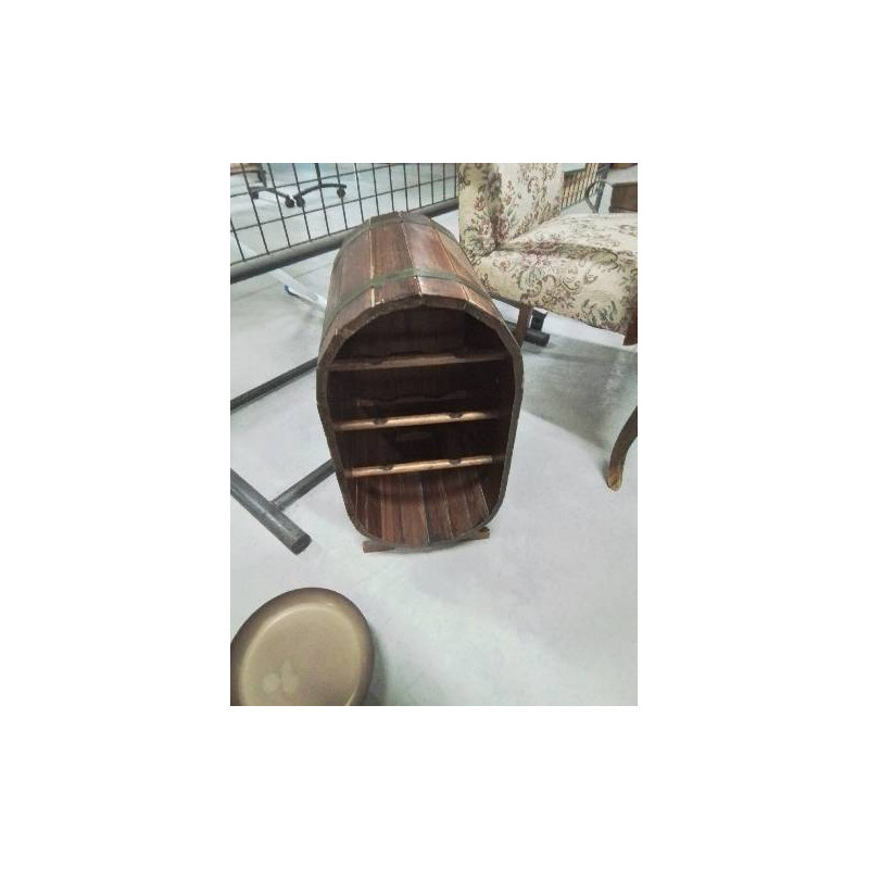 RANGE BOUTEILLES TONNEAU BOIS CERCLÉ 