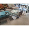 CONSOLE VALENTINOX DESIGN EMANUELE ZENERE ITALIE ACIER INOX VERRE ET MARBRE BLANC