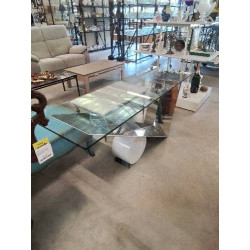CONSOLE VALENTINOX DESIGN EMANUELE ZENERE ITALIE ACIER INOX VERRE ET MARBRE BLANC