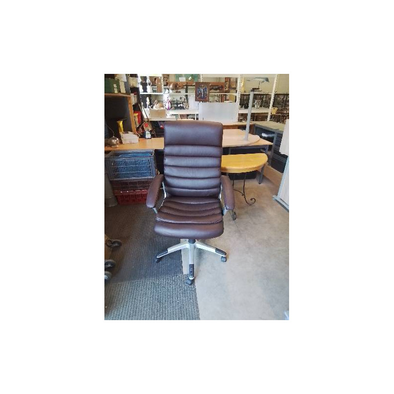 FAUTEUIL DE BUREAU A ROULETTES PU CHOCOLAT 