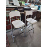 TABOURET PLIANT BOIS ECRU MÉTAL GRIS
