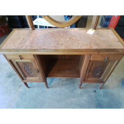 COIFFEUSE ART  DECO PLATEAU MARBRE 2 PORTES 2 TIROIRS