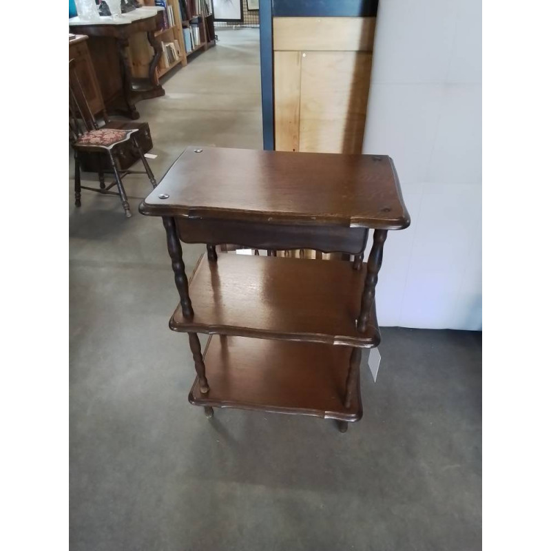 CONSOLE A COLONNES BOIS TOURNÉ 3 TABLETTES 1 TIROIR STYLE RÉGENCE 