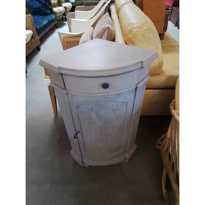 ENCOIGNURE BOIS GRIS CERUSÉ 1 PORTE 1 TIROIR