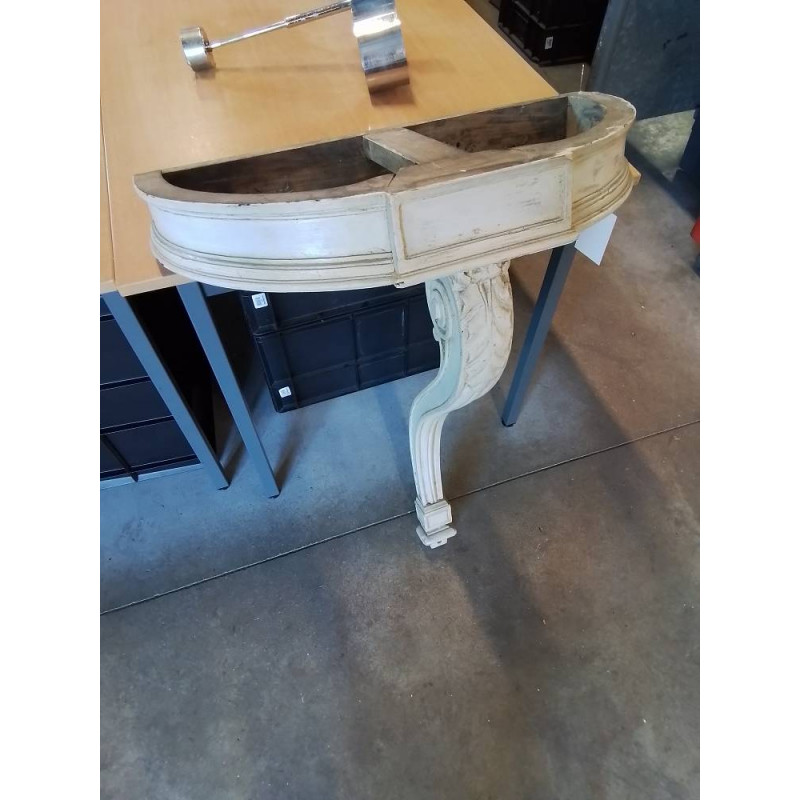 CONSOLE MURALE BOIS PEINT  SCULPTÉ  ET MOULURÉ  PLATEAU MARBRE BLANC