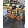 3 CHAISES A ENTRETOISE BOIS PAILLÉ DOSSIER 3 BARREAUX CHANTOURNÉ STYLE RÉGENCE COQUILLE 