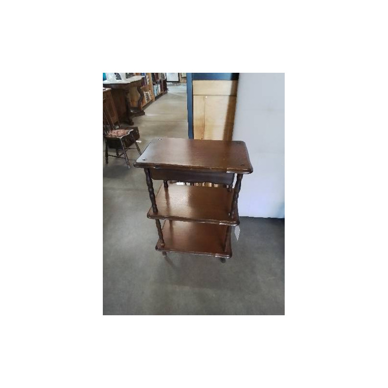 CONSOLE A COLONNES BOIS TOURNÉ 3 TABLETTES 1 TIROIR STYLE RÉGENCE 