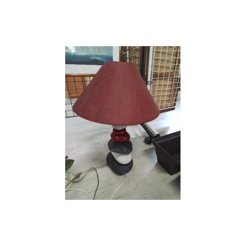 LAMPE GALETS GRIS ECRU ROUGE AJ ROUGE