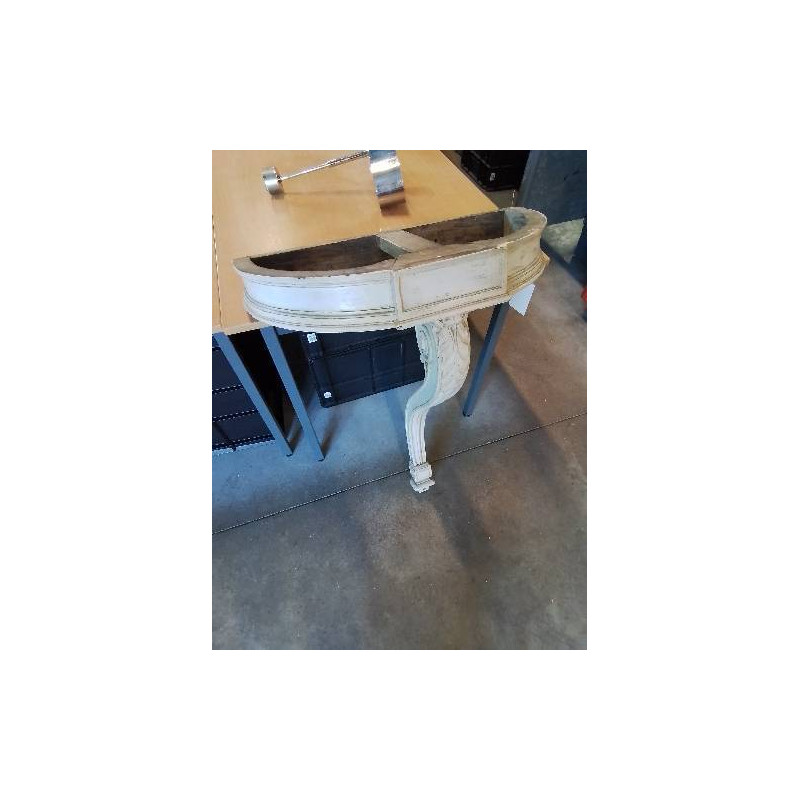 CONSOLE MURALE BOIS PEINT  SCULPTÉ  ET MOULURÉ  PLATEAU MARBRE BLANC