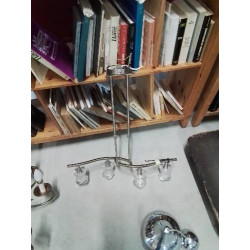 SUSPENSION MÉTAL CHROMÉ 4 FEUX VERRE 