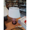 LAMPE CÉRAMIQUE ROSE SOCLE BOIS AJ ECRU LISERÉ DORÉ 