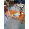 TABLE BASSE RECTANGULAIRE CHANTOURNÉ BOIS CLAIR STYLE RÉGENCE COQUILLE 