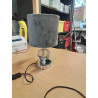 LAMPE VERRE SOCLE MÉTAL CHROMÉ AJ TISSU GRIS 