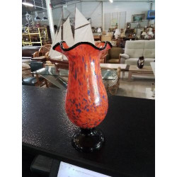 VASE COROLLE VERRE ORANGÉ NOIR