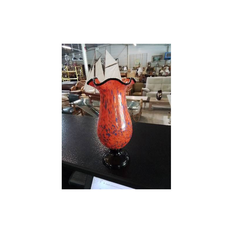 VASE COROLLE VERRE ORANGÉ NOIR