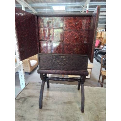 CABINET ASIATIQUE BOIS 2 PORTES 1 TIROIR SUR PIED