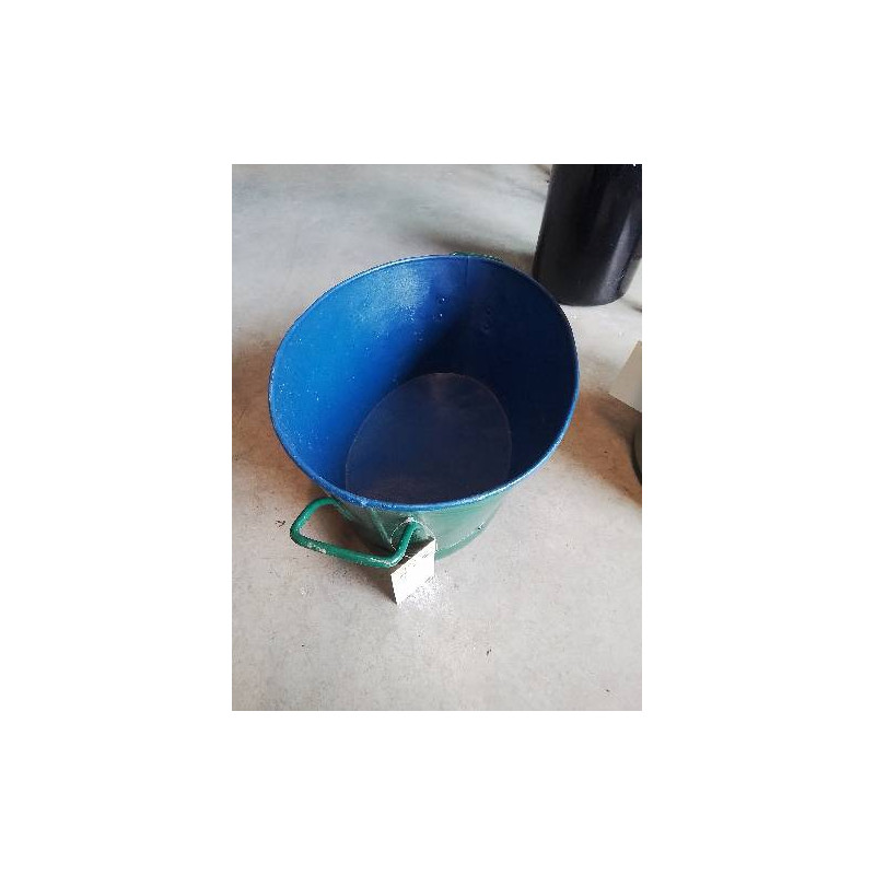 BAQUET OVALE MÉTAL PEINT BLEU ET VERRE XXE