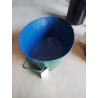 BAQUET OVALE MÉTAL PEINT BLEU ET VERRE XXE