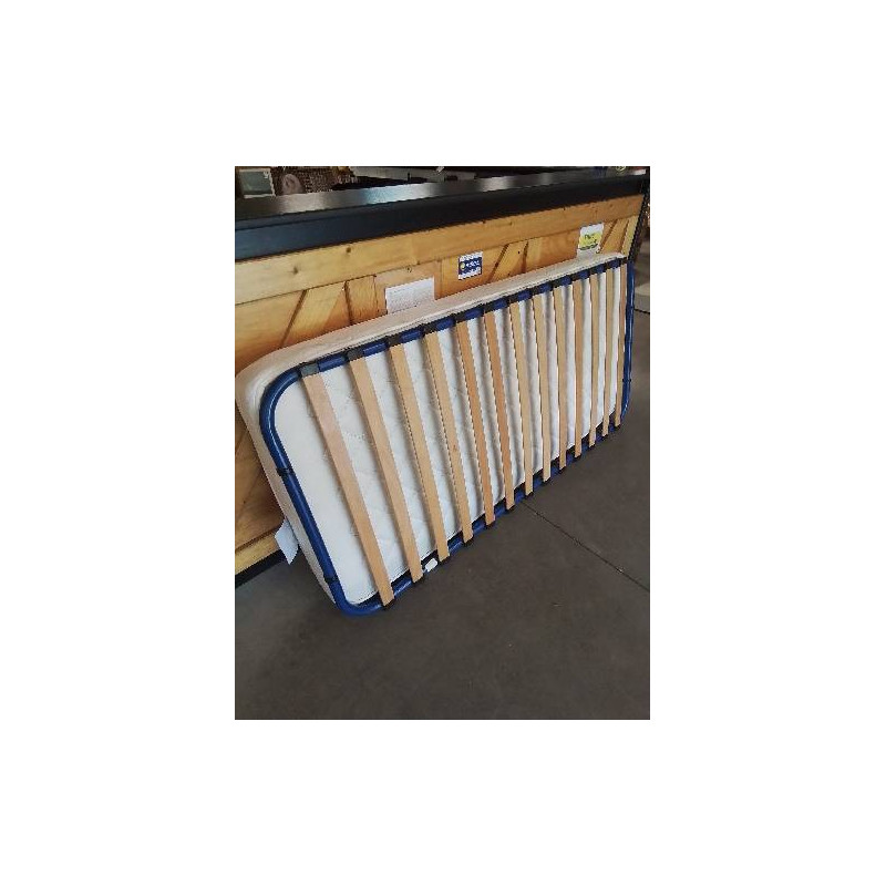 SOMMIER CADRE MÉTAL BLEU A LATTES 90X190CM