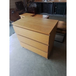 COMMODE BOIS CLAIR 3 TIROIRS 