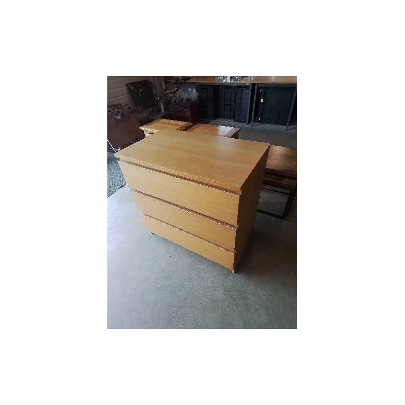 COMMODE BOIS CLAIR 3 TIROIRS 