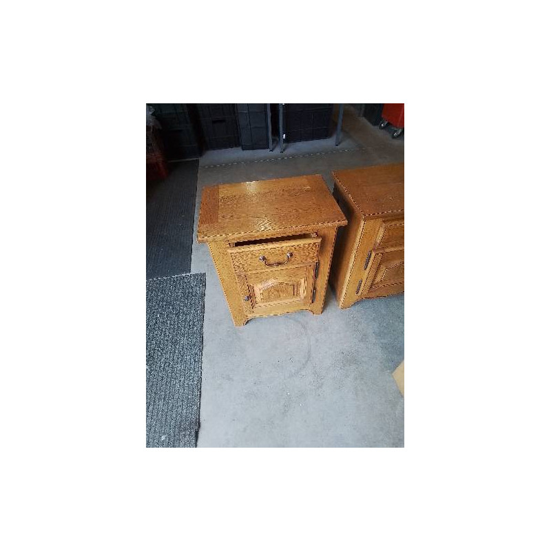 CHEVET CHÊNE CLAIR MOULURÉ 1 TIROIR 1 PORTE