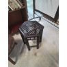 TABLE BASSE HEXAGONALE ROTIN ET VANNERIE NOIR 