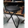 TABOURET ROND PLIANT METAL ET PU NOIR
