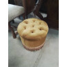 POUF ROND VELOURS OCRE A FRANGES 