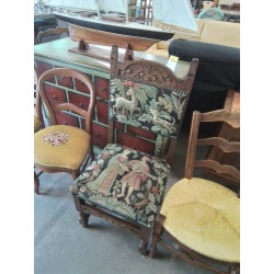 FAUTEUIL BOIS  TAPISSERIE...