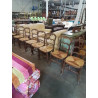 7 CHAISES BOIS PAILLÉ DOSSIER ÉCHANCRÉ STYLE RÉGENCE COQUILLE 